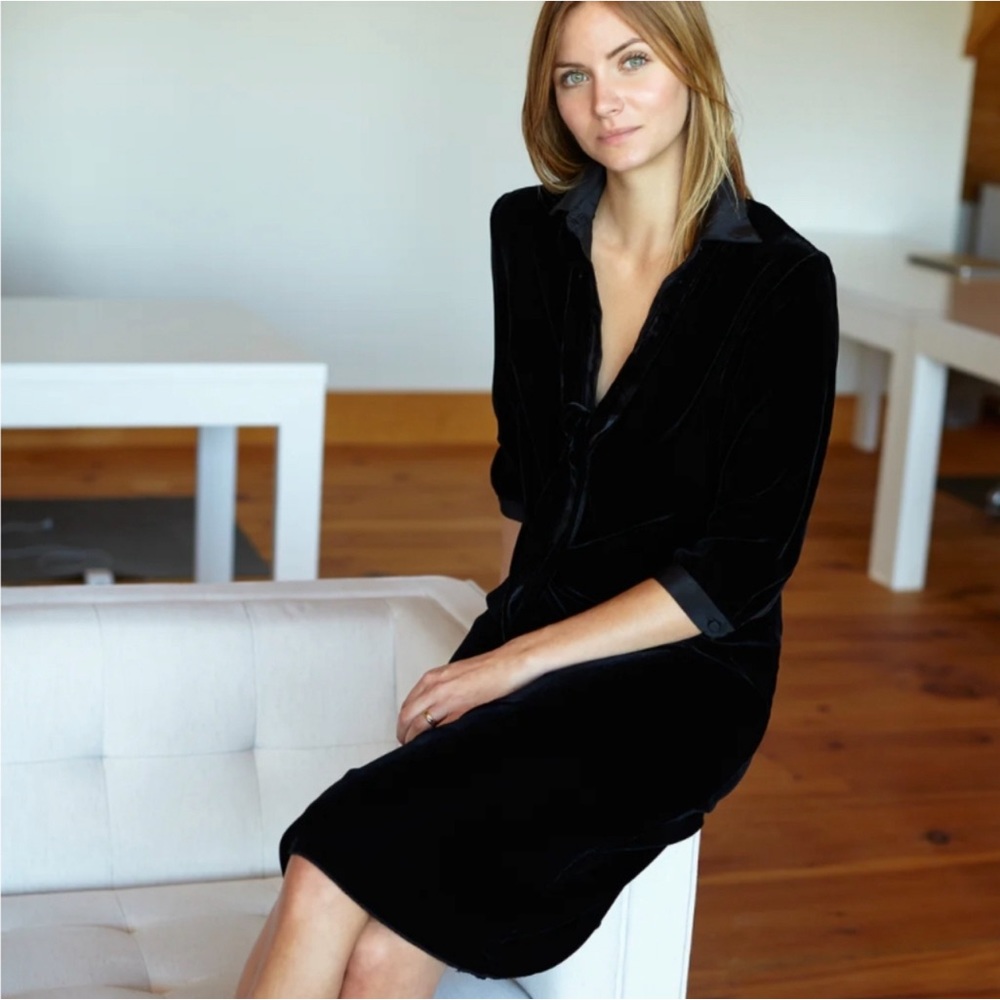 NWOT Emerson Fry Velvet Shirtdress Black Size 4